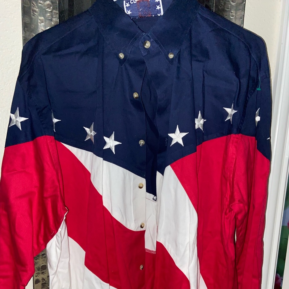 Crazy Cowboy USA theme long sleeve Men shirt XL